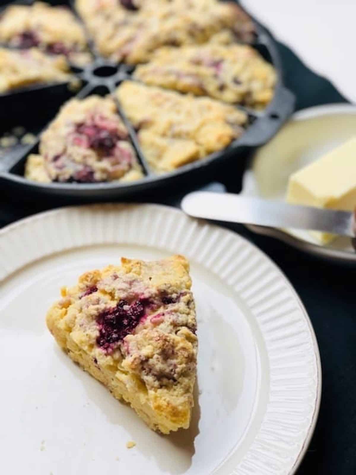 blackberry scone on a plate