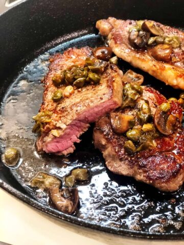 seared steak closeup