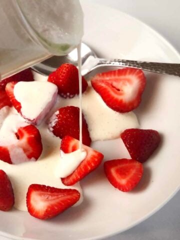 strawberries and cream closeup