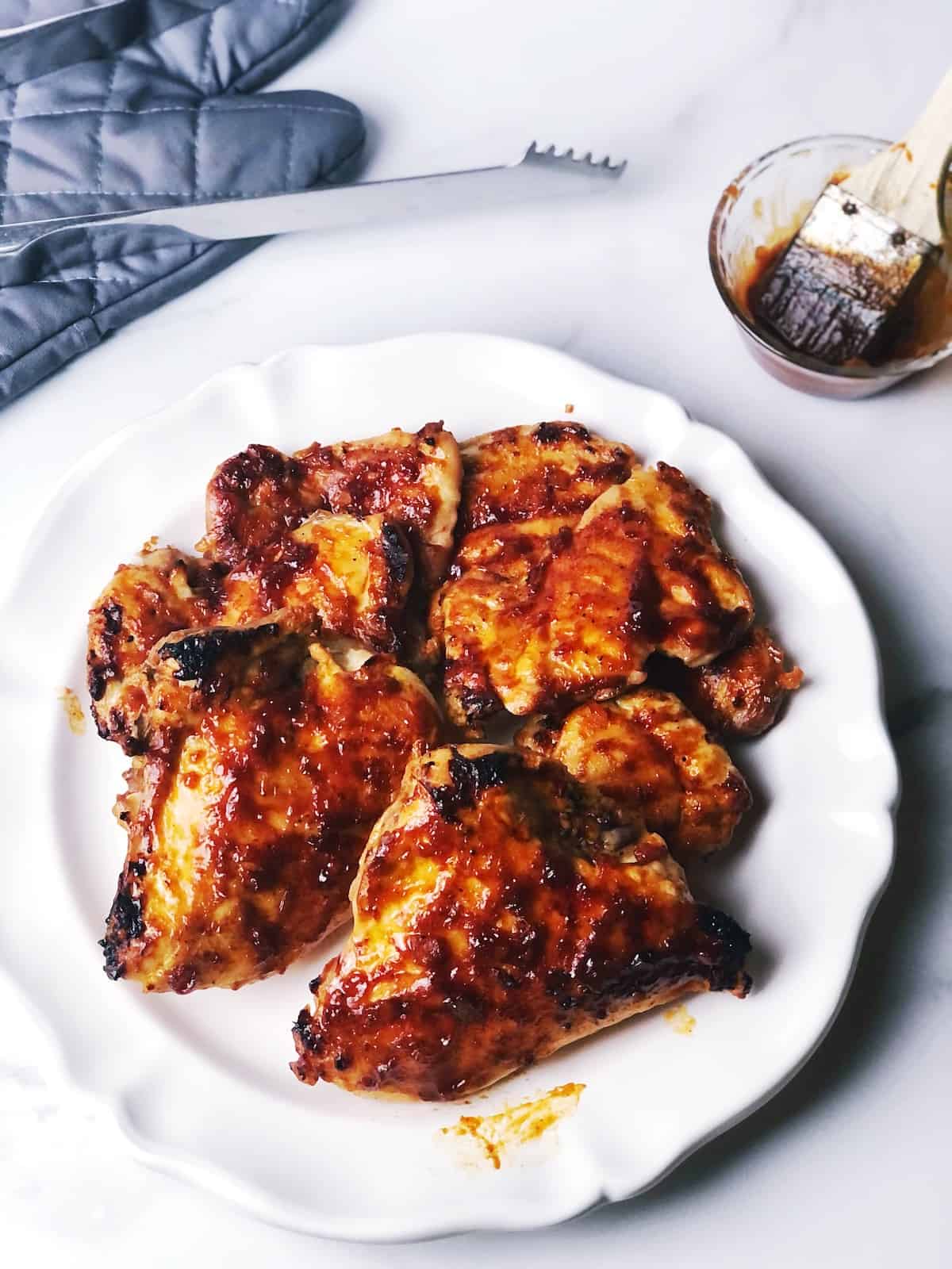 top view of bbq chicken