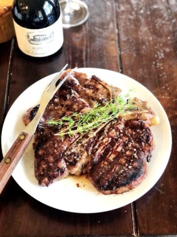 florentine t bone steak on plate