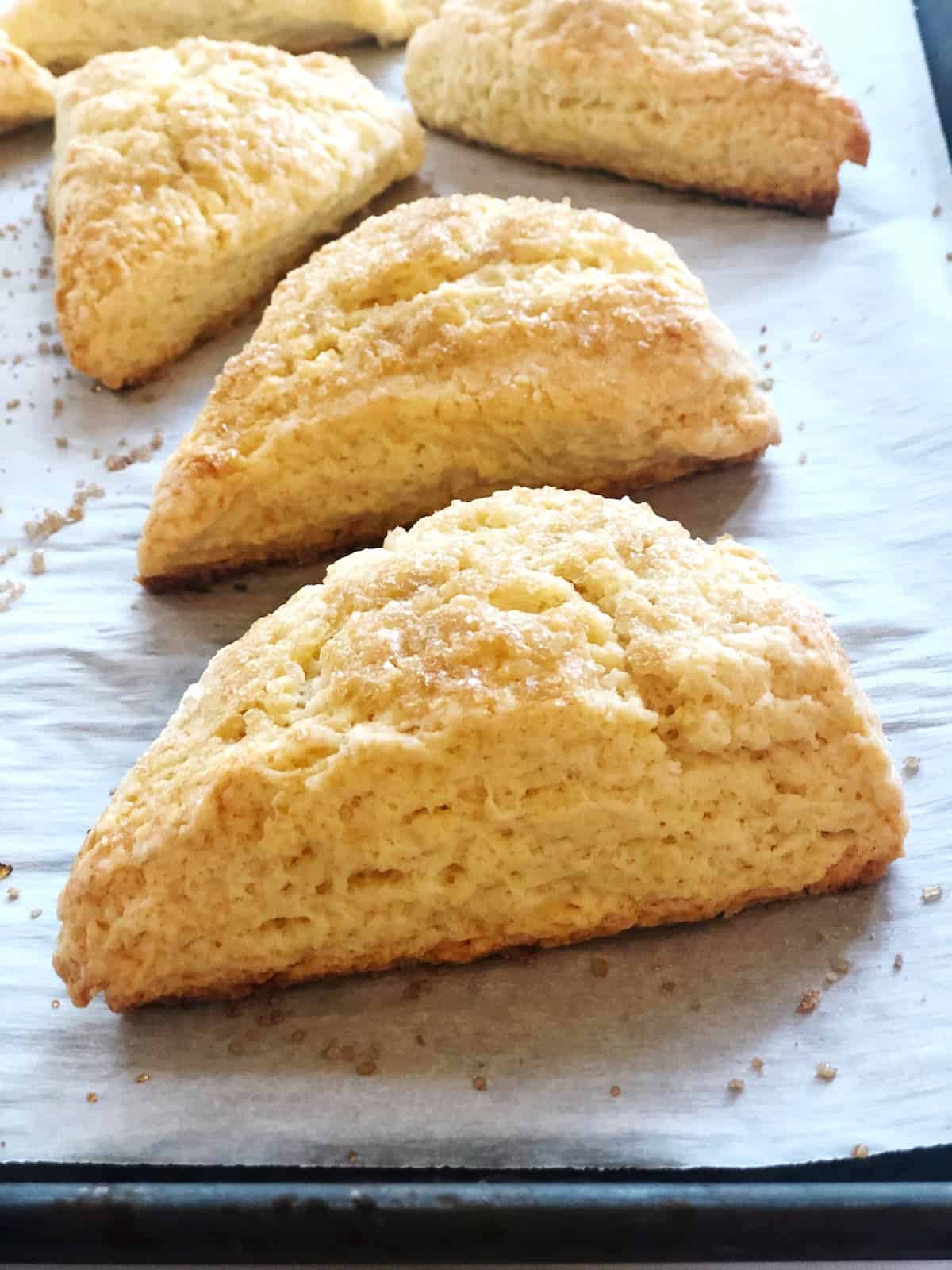 scones on a baking sheet.